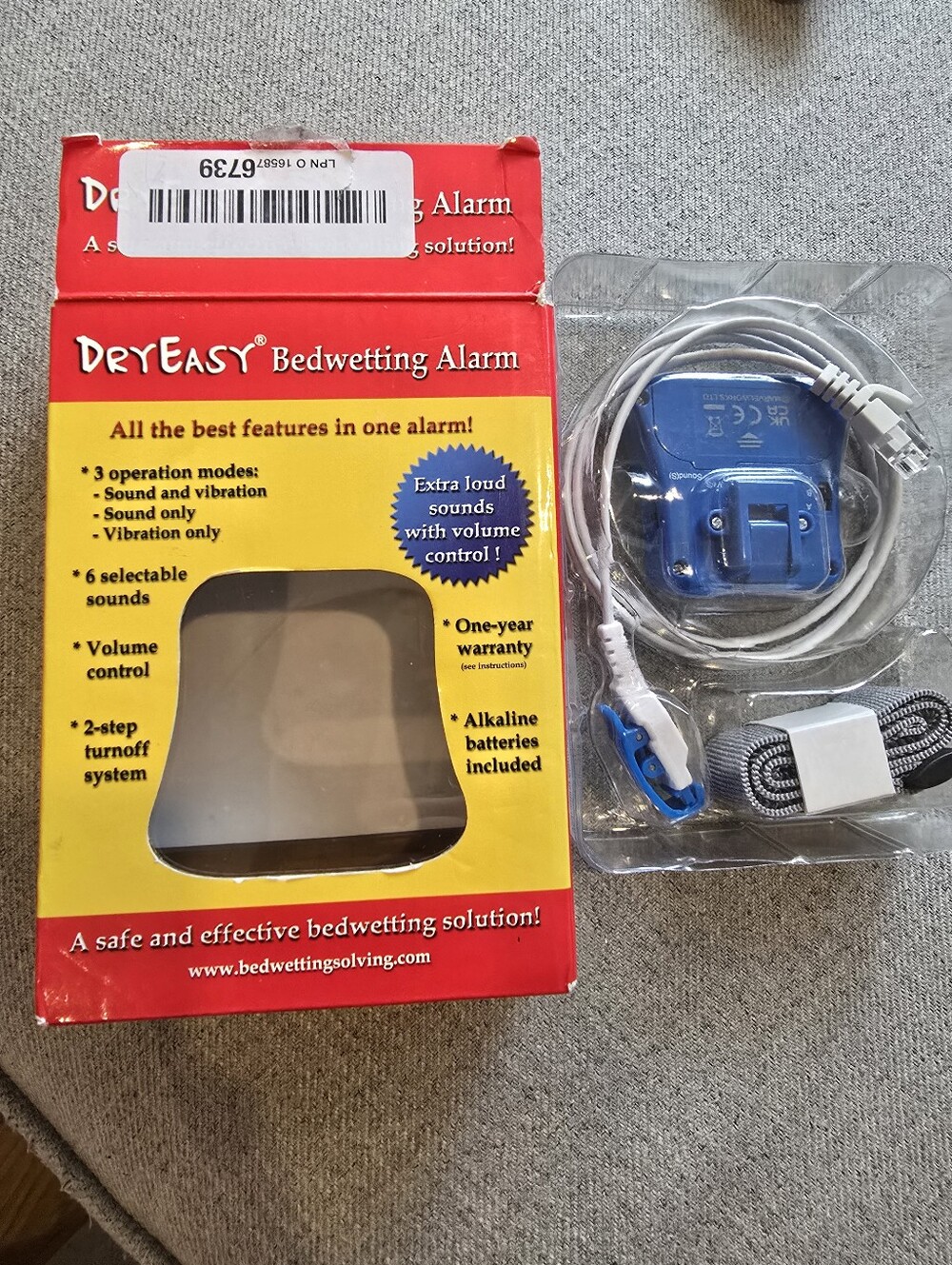 Blue Bedwetting Alarm - Child-Friendly Wetness Sensor Kit - Dryeasy